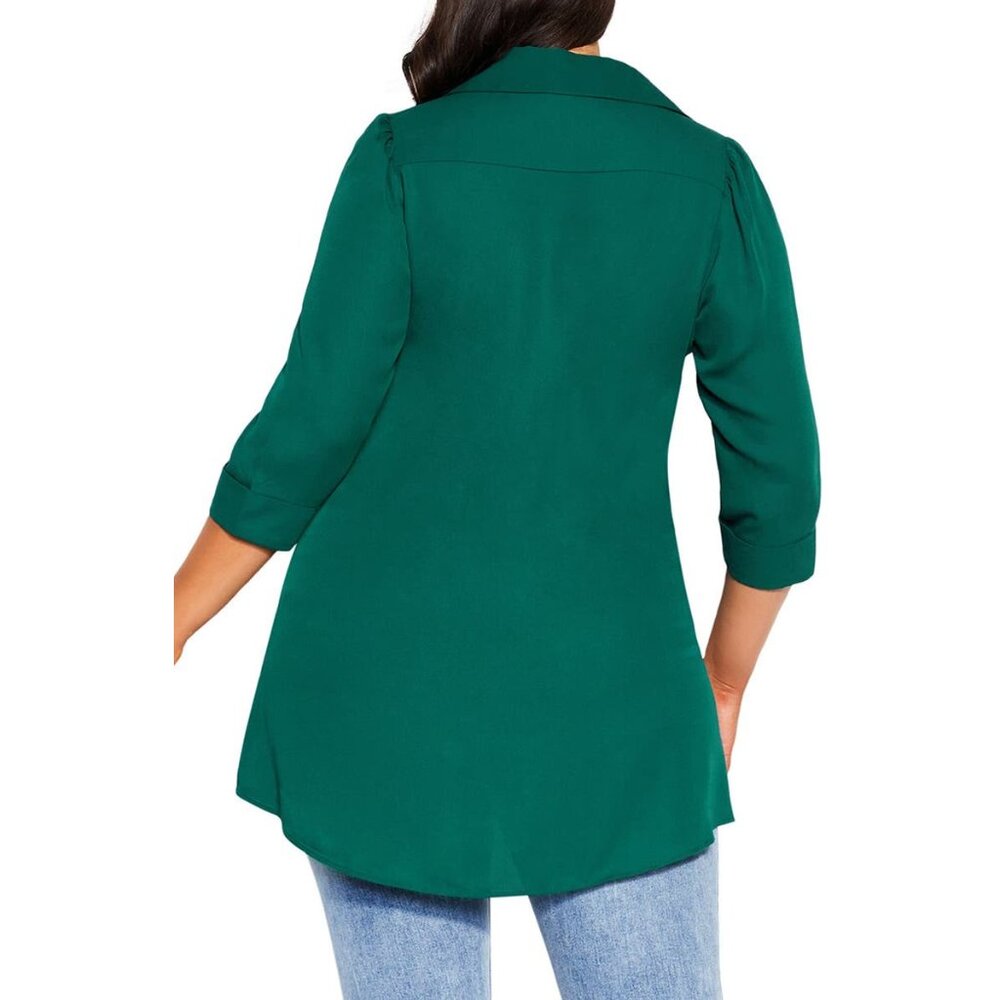 NWT Womens Size 12 City Chic Dark Green A-Line Button-Up Tunic Shirt Top NEW - Picture 4 of 6
